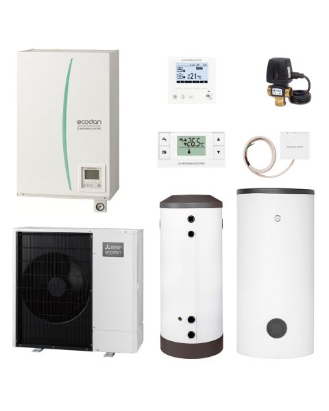 Mitsubishi Wärmepumpe SET 14 kW PUD-SHWM140YAA/EHSD-YM9D (Rauminhalt 280m2)