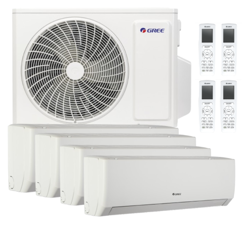 GREE Quattro-Split Klimaanlage Advance 4×2.5 kW Wandgeräte R32 WiFi